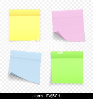 Sticky paper notes with shadow effect blank color Vector Image