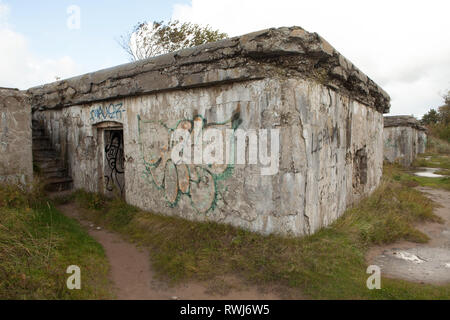 Abandoned baltic sea coastline fortifications from the former Soviet military base, Liepaja, Karosta, Latvia Stock Photo