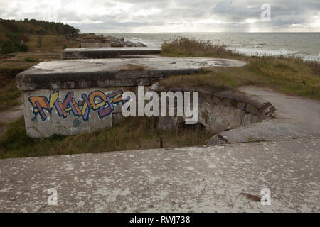Abandoned baltic sea coastline fortifications from the former Soviet military base, Liepaja, Karosta, Latvia Stock Photo
