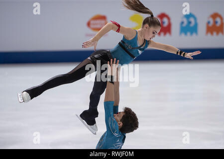 Polina Kostiukovich/Dmitrii Ialin of Russia during the ISU World