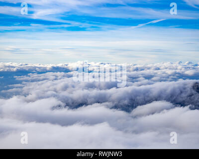 Landscape with a sea of clouds on the mountain in La Covatilla, Bejar (Salamanca) Stock Photo