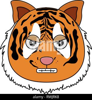 Tiger face kawaii vector illustration Stock Vector