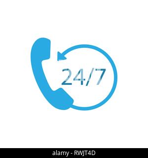24 hours 7 days icon. Time clock icon vector illustration. Flat Stock Vector