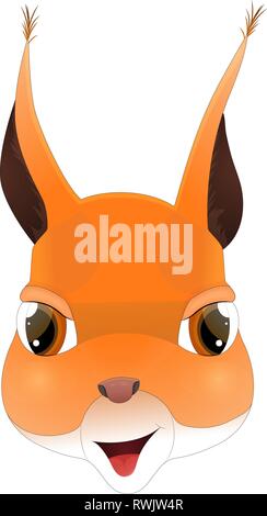 Head of happy squirrel in cartoon style. Kawaii animal. Stock Vector