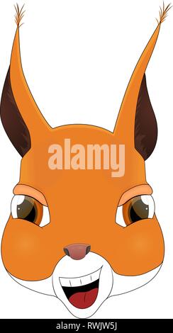 Head of happy squirrel in cartoon style. Kawaii animal. Stock Vector