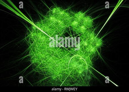 Green glowing abstract arc network, computer generated abstract background, 3D rendering Stock Photo