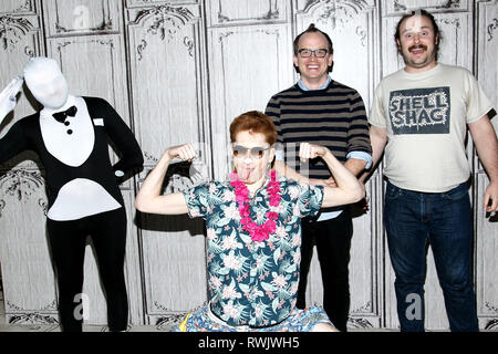 New York, USA. 15 Apr, 2016. Vacation Jason, (2nd-L) and, Chris Gethard at The Friday, Apr 15, 2016 BUILD Series Inside Candids discussing 'The Chris Gerhard Show' Season 2 at BUILD Studio in New York, USA. Credit: Steve Mack/S.D. Mack Pictures/Alamy Stock Photo