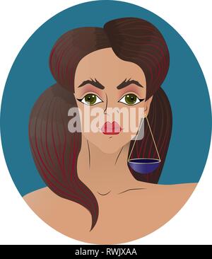 Cute zodiac sign Libra Stock Vector
