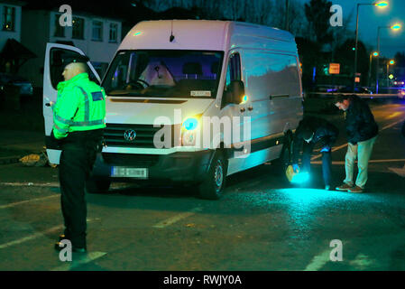 REGISTRATION PLATE PIXELATED BY THE PA PICTURE DESK Garda at the scene ...