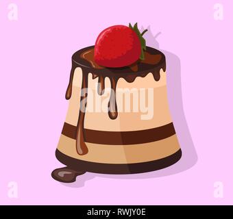 Icon fruit biscuit cake with strawberry. Vector illustration. Food flat illustration. Stock Vector