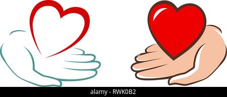 Heart in hand logo. Charity, assistance, donation icon. Vector Stock Vector