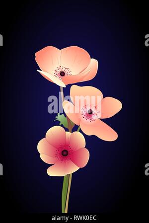 Hand drawn flowers. Floral elements on black background. Design frame with vector botanical elements. Stock Vector