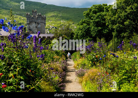 Castle and gardens in Glenveagh National Park; County Donegal, Ireland Stock Photo