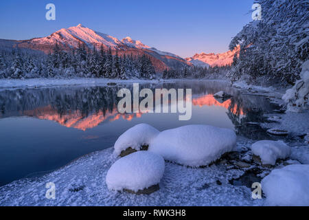 Winter afternoon along the shoreline of Mendenhall River, Tongass National Forest; Juneau, Alaska, United States of America Stock Photo