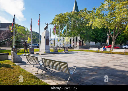 Afghanistan-Iraq War Memorial at the City Hall Plaza in Corner Brook, Newfoundland, Canada Stock Photo