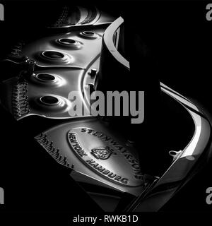 Cork, Ireland 14th June, 2008. Interior of a Steinway Baby Grand Piano in Cork City, Ireland. Stock Photo