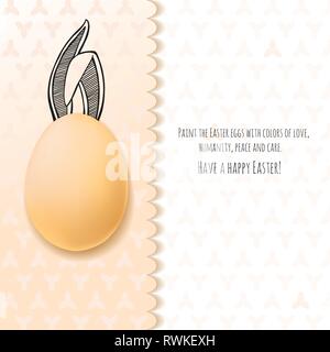 Color Easter card with realistic eggs and hand-drawn elements. Vector Stock Vector