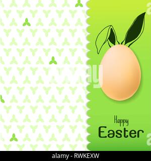 Color Easter card with realistic eggs and hand-drawn elements. Vector Stock Vector