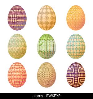 Easter eggs isolated on white background. Vector illustration Stock Vector