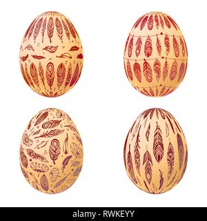 Easter eggs isolated on white background. Vector illustration Stock Vector