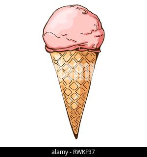 Color sketch of ice cream. Ice cream isolated on white background. Vector Stock Vector