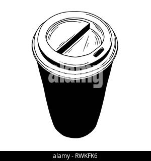 Sketch of a cup of coffee. Vector illustration of a sketch style. Stock Vector