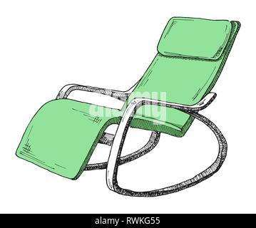 Rocking chair isolated on white background. Sketch a comfortable chair. Vector illustration Stock Vector