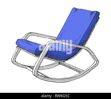 Rocking chair isolated on white background. Sketch a comfortable chair. Vector illustration Stock Vector