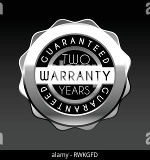 one year warranty golden badge isolated on white background. Metal label Stock Vector