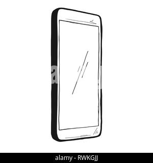 Sketch smartphone. The phone is isolated on a white background. Vector illustration. Stock Vector