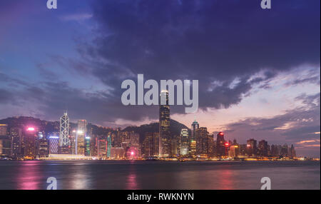 Buildings on Victoria Harbour, Hong Kong, China Stock Photo