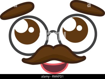 cartoon kawaii face mustache Stock Vector