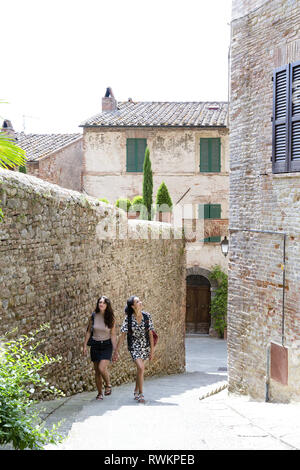 Friends exploring Città della Pieve, Umbria, Italy Stock Photo