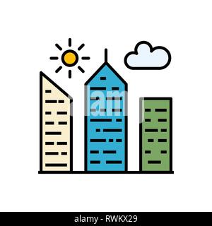 City Building Filled Related Vector Icon Stock Vector