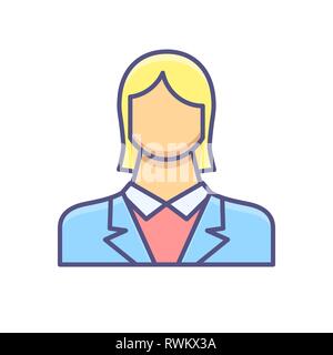 Employee Woman Filled Related Flat Vector Icon Stock Vector