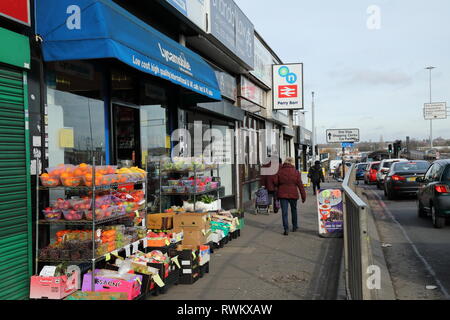 Old Perry Barr railway station, Birmingham, UK, in 2019.  Street scene looking north along the A34 Walsall Rd. Stock Photo