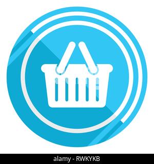 Cart flat design blue web icon, easy to edit vector illustration for webdesign and mobile applications Stock Vector