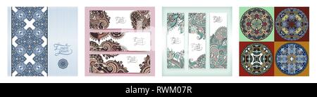 set of decorative flower template banner, card Stock Vector