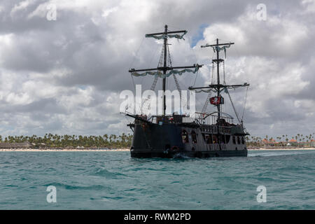 Pirate Party ship at Bavaro Beach, Punta Cana, Dominican Republic Stock Photo