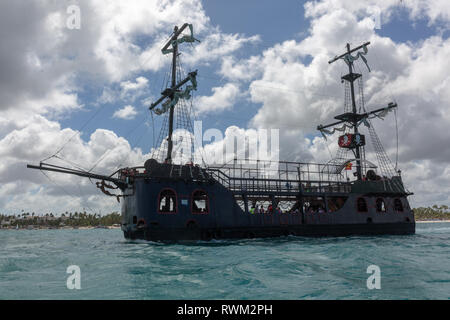 Pirate Party ship at Bavaro Beach, Punta Cana, Dominican Republic Stock Photo