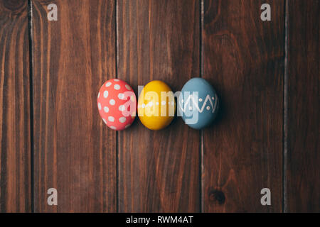 Set of Easter eggs on straw Stock Photo