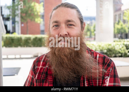 Male hipster with long beard Stock Photo