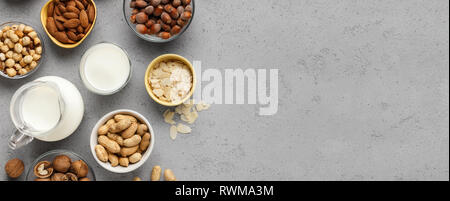 Dairy free milk concept,top view, copy space Stock Photo