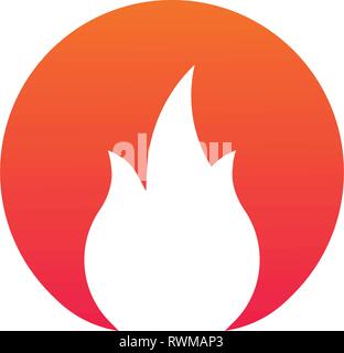 Fire or flame in circle simple Logo. Vector illustration isolated on white Stock Vector