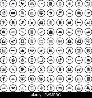 100 post and mail icons set in simple style Stock Vector