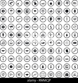 100 problem solving icons set, simple style  Stock Vector