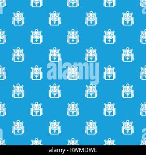 Backpack adventure pattern vector seamless blue Stock Vector
