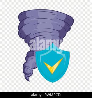Hurricane and sky blue shield with tick icon Stock Vector