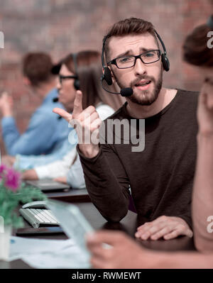 close up.employee call center in the workplace Stock Photo