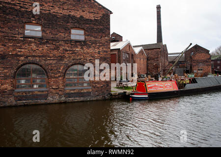 View of Middleport pottery from the Trent and Mersey canal towpath Stock Photo